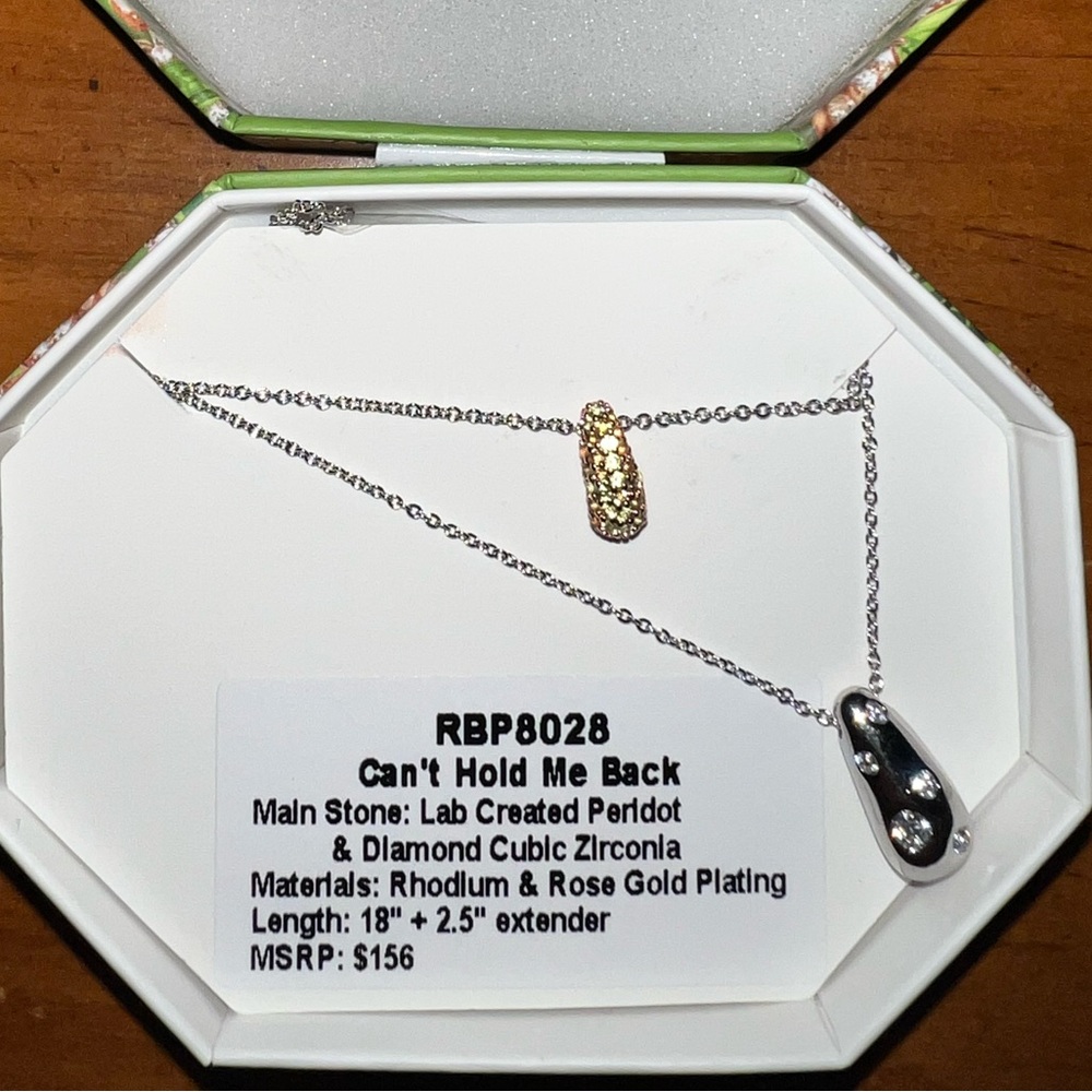 Can't Hold Me Back Peridot, Silver and Rose Gold Necklace